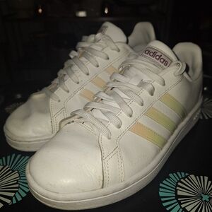 Adidas Womens Grand Court HWI28Y001 White Iridescent Shoes Sneakers Size 8